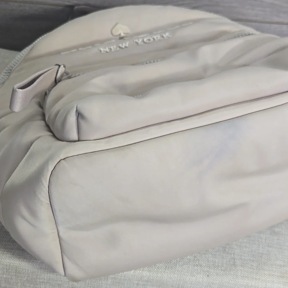 Kate Spade Ella Ksnyl Puffy Warm Beige Padded Nylon Backpack